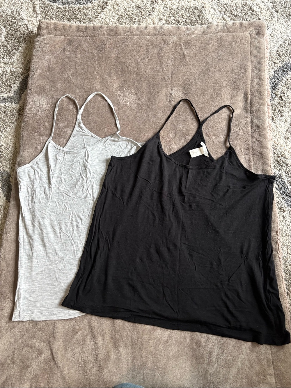 H&M Double Pack Spaghetti Strap Racerback Tank Tops - Black & Light Gray